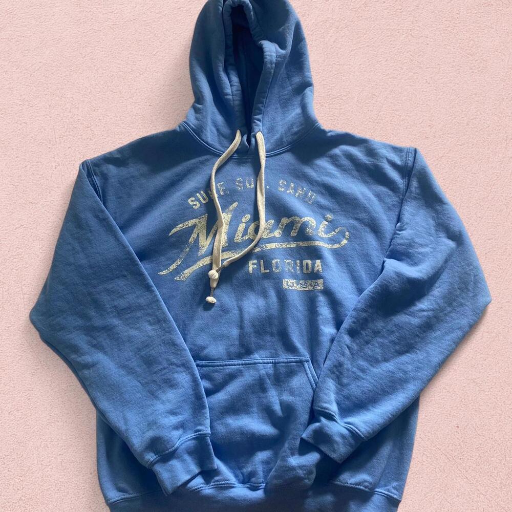 Blue and white Miami surf hoodie